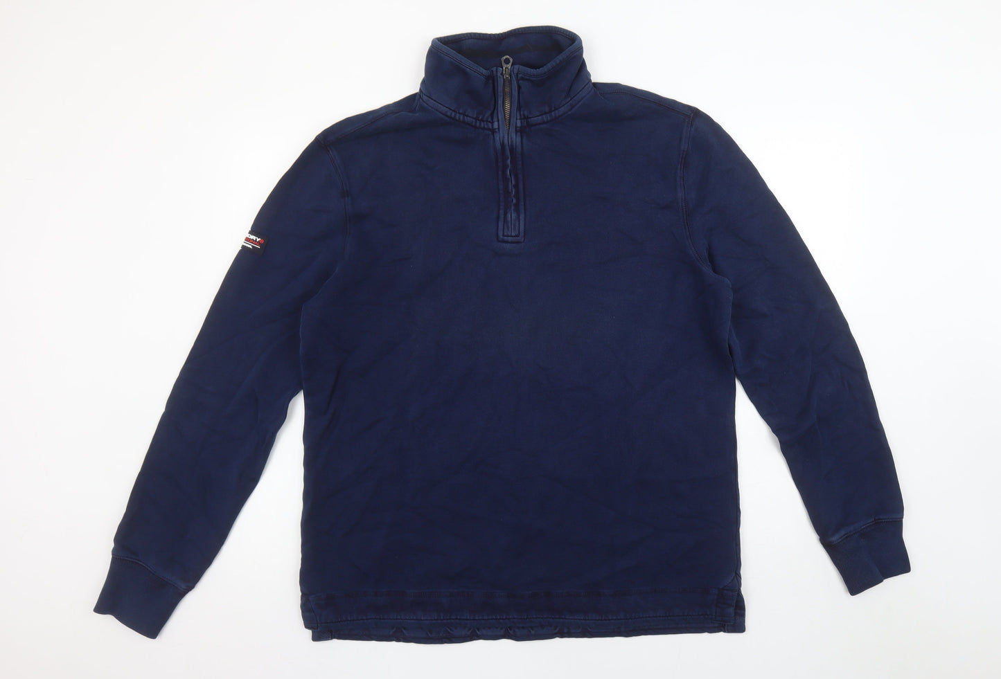 Superdry Men's Blue XL 1/4 Zip Pullover Cotton Sweatshirt