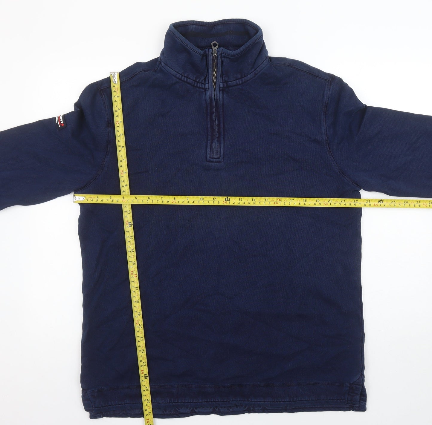 Superdry Men's Blue XL 1/4 Zip Pullover Cotton Sweatshirt