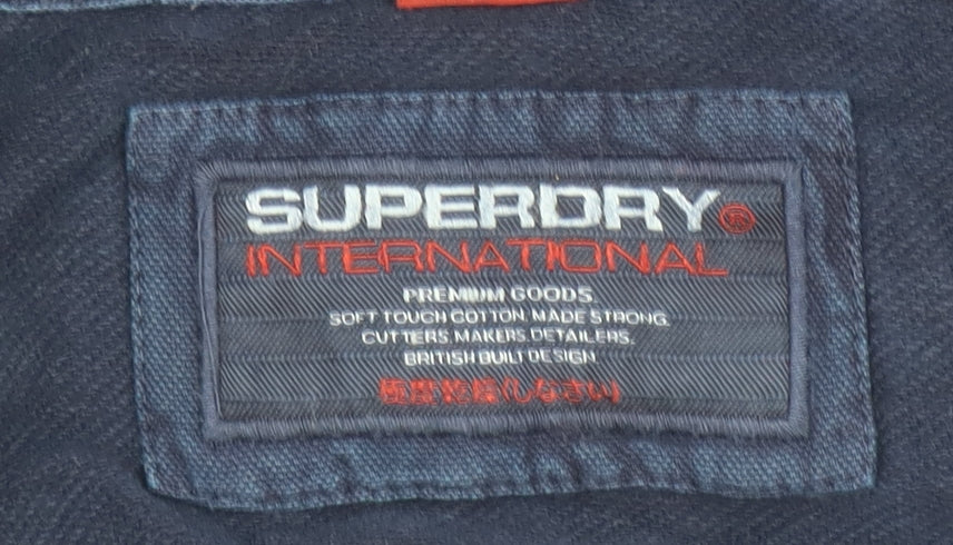 Superdry Men's Blue XL 1/4 Zip Pullover Cotton Sweatshirt