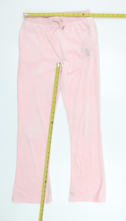 Juicy Couture Girls Pink Velour Jogger Trousers Age 12-13 Years