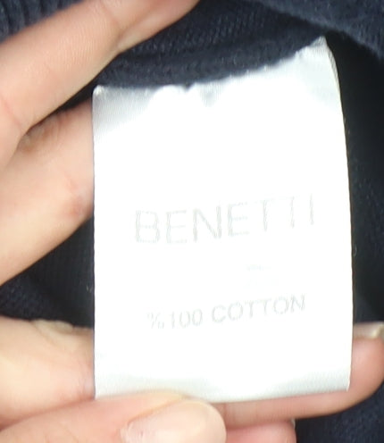 Benetti Men's Blue Cotton V-Neck Jumper XL Classic Fit