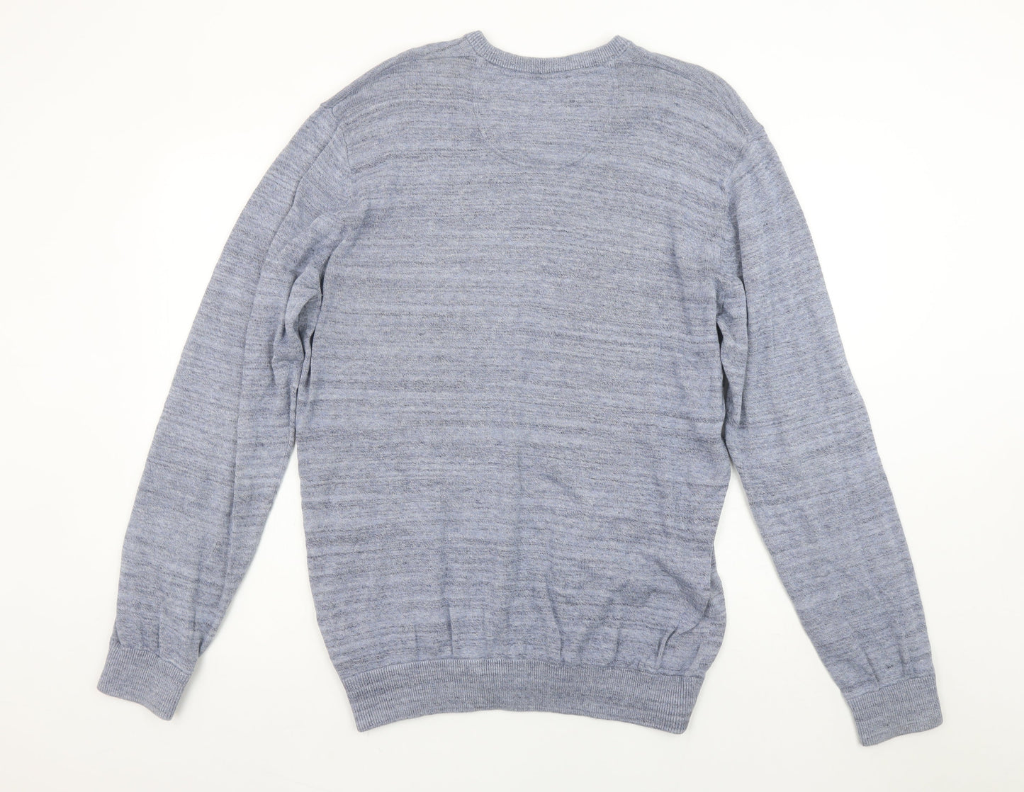 6th Sense Men's Blue Cotton V-Neck Jumper Size L Lightweight Knit