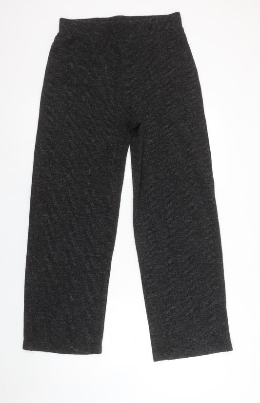 Pieces Womens Grey Knit Stretch Trousers M Regular Fit Comfy Style