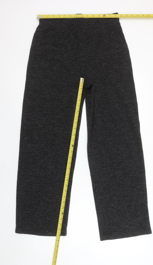 Pieces Womens Grey Knit Stretch Trousers M Regular Fit Comfy Style