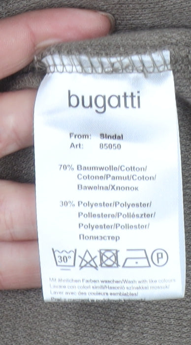 Bugatti Men’s Brown Henley Sweatshirt L Button 1/4 Zip Cotton Blend