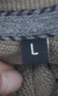 Bugatti Men’s Brown Henley Sweatshirt L Button 1/4 Zip Cotton Blend