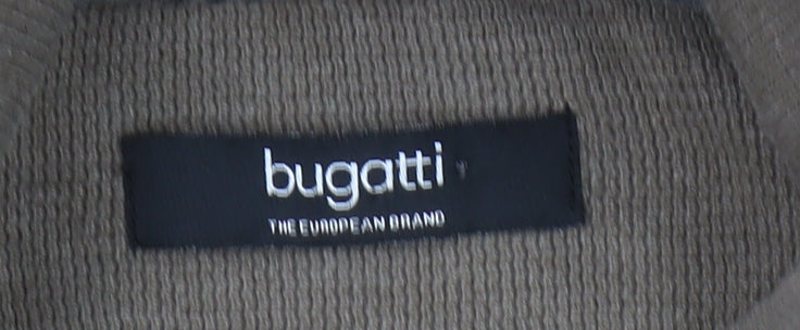 Bugatti Men’s Brown Henley Sweatshirt L Button 1/4 Zip Cotton Blend