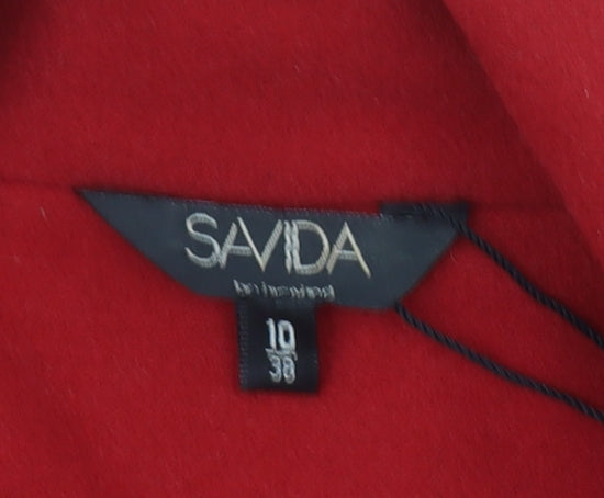 Savida Women's Red Pea Coat Size 10 Double Breasted Wool Look Jacket