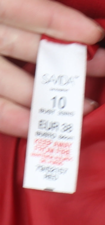 Savida Women's Red Pea Coat Size 10 Double Breasted Wool Look Jacket
