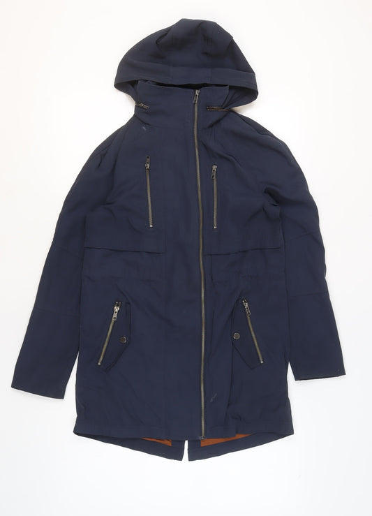 White Stuff Women's Blue Hooded Parka Coat Size 6