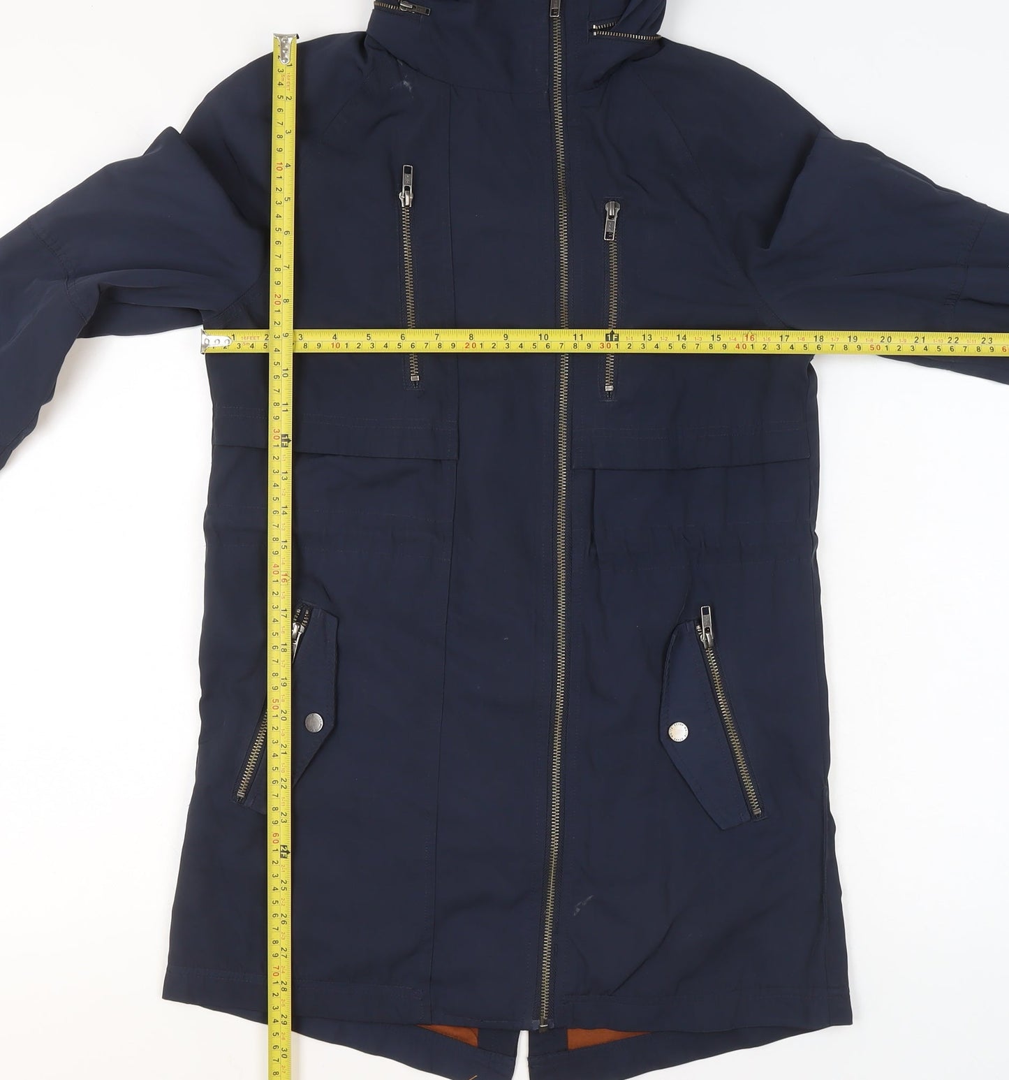 White Stuff Women's Blue Hooded Parka Coat Size 6