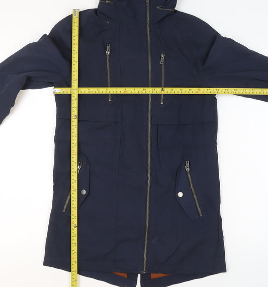 White Stuff Women's Blue Hooded Parka Coat Size 6