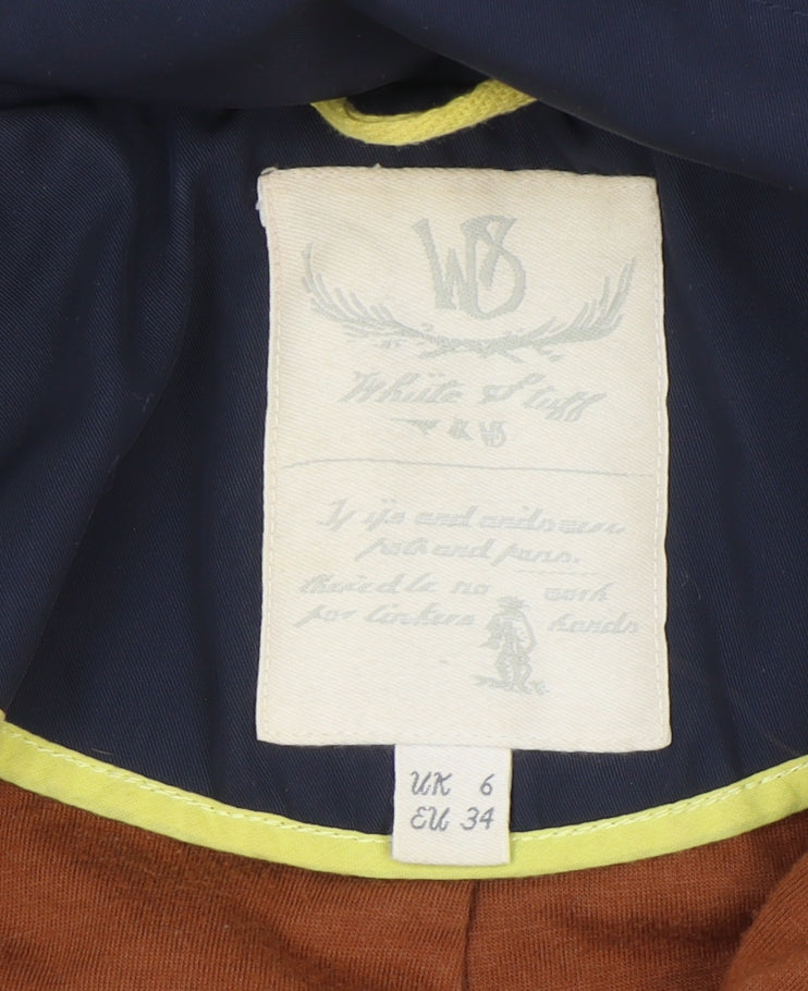 White Stuff Women's Blue Hooded Parka Coat Size 6