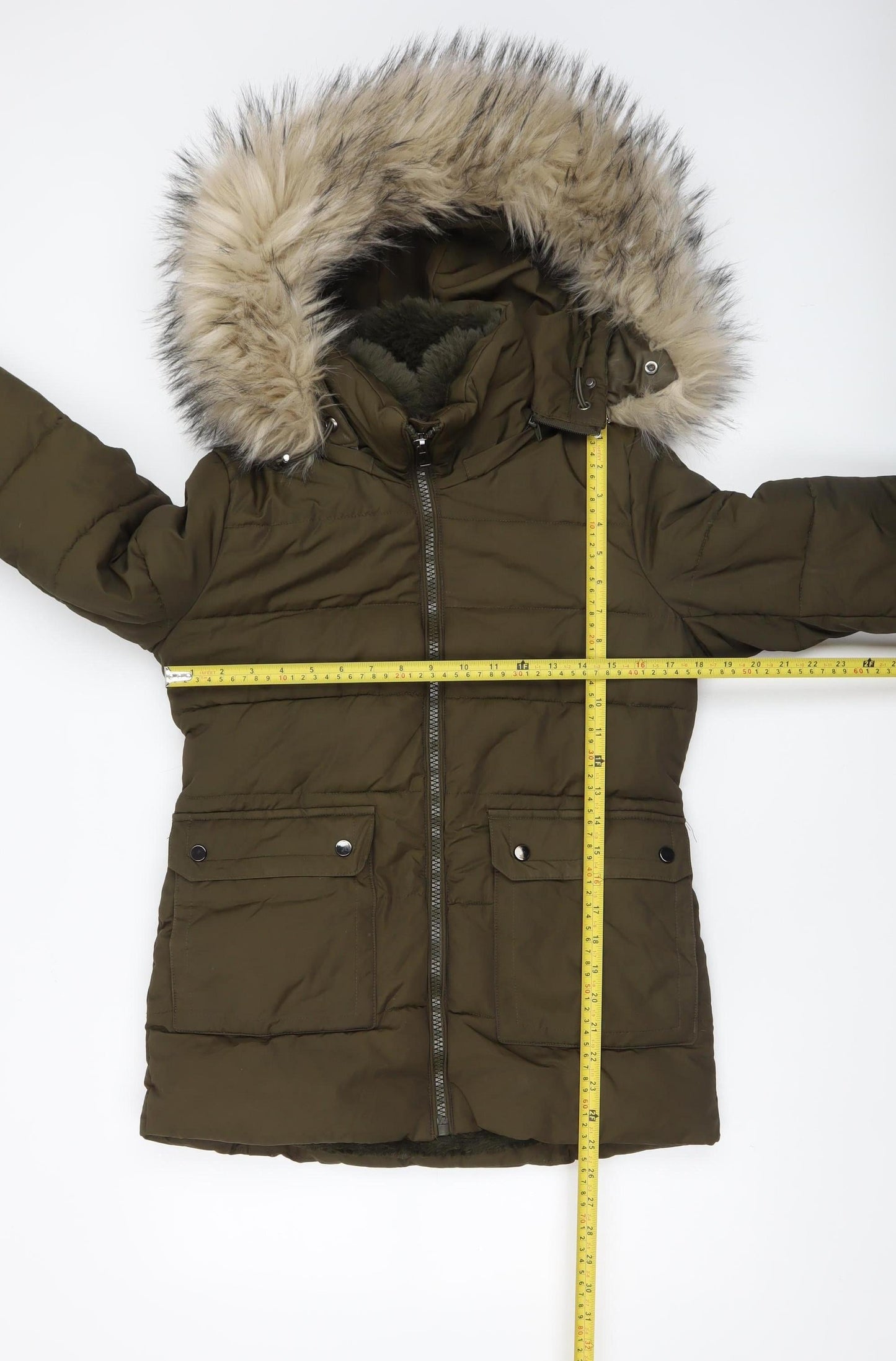 Cherry Koko Women's Green Faux Fur Hooded Puffer Jacket Size M