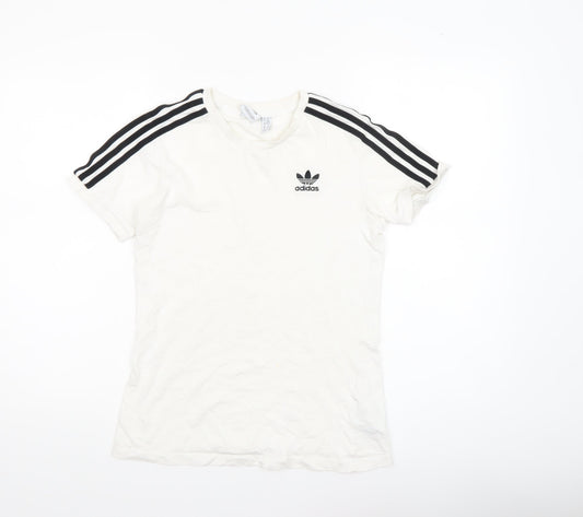 Adidas Womens White XS Trefoil Short Sleeve Crew Neck T-Shirt