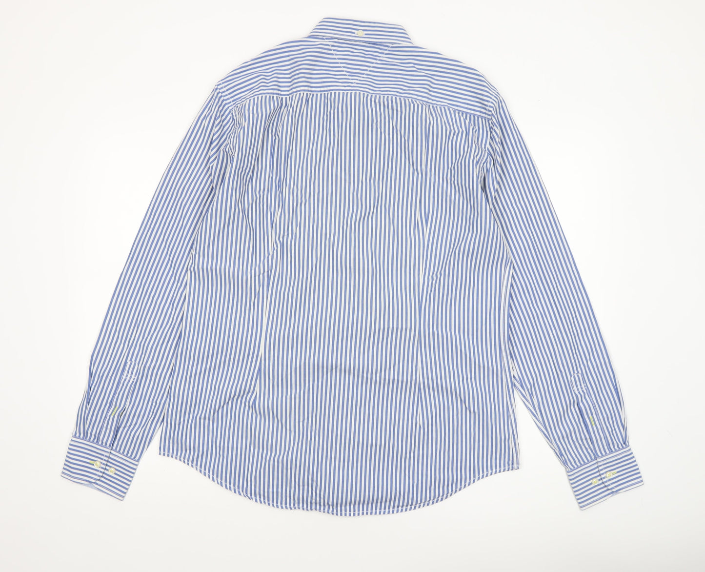 Tommy Hilfiger Men's Blue Striped Slim Fit Long Sleeve Shirt XL