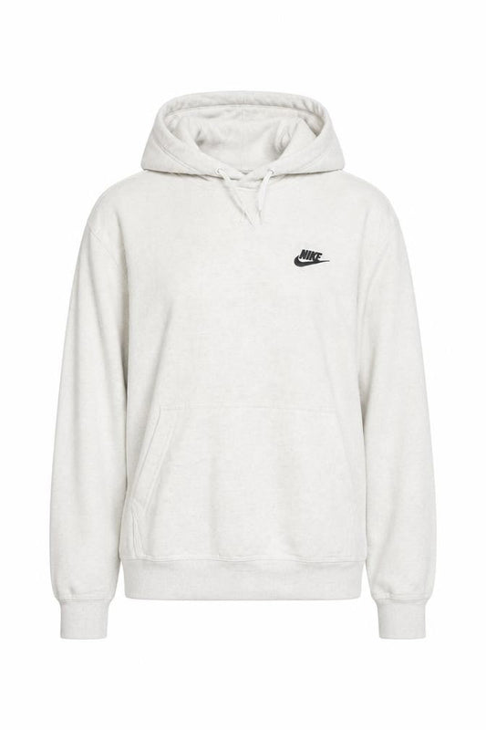 Nike Women's Beige Small Pullover Hoodie with Logo and Kangaroo Pocket