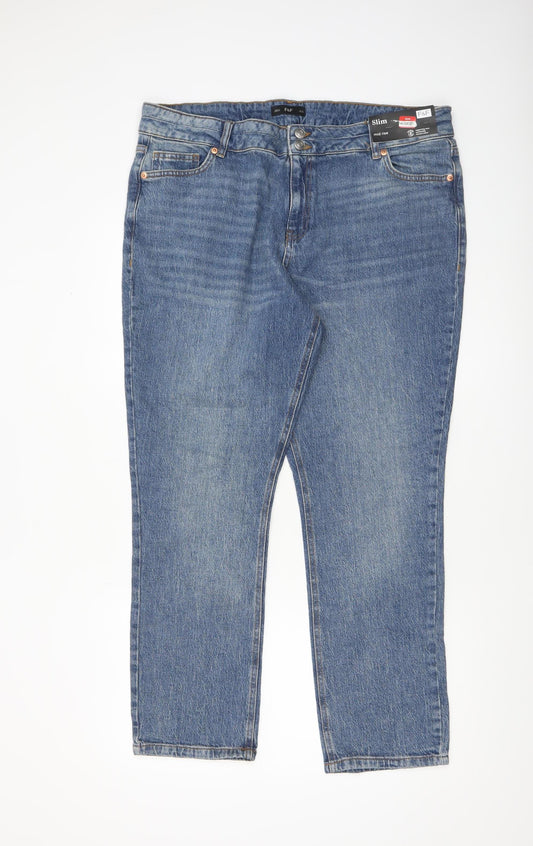F&F Women Blue Size 18 Slim Mid Rise Straight Denim Jeans