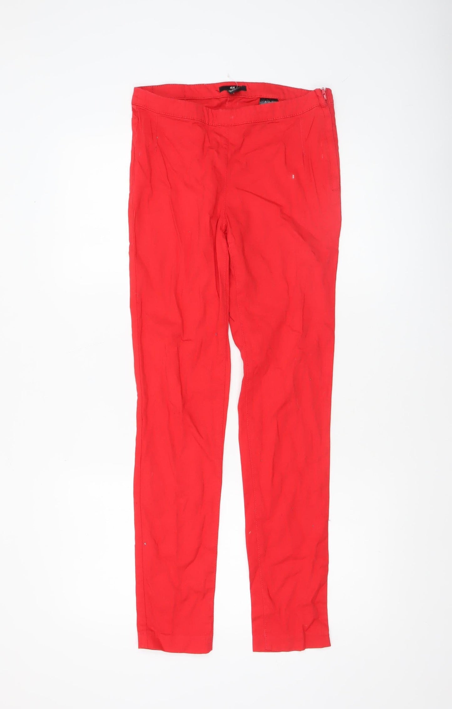H&M Women’s Red Slim Fit Stretch Cotton Trousers Size 8