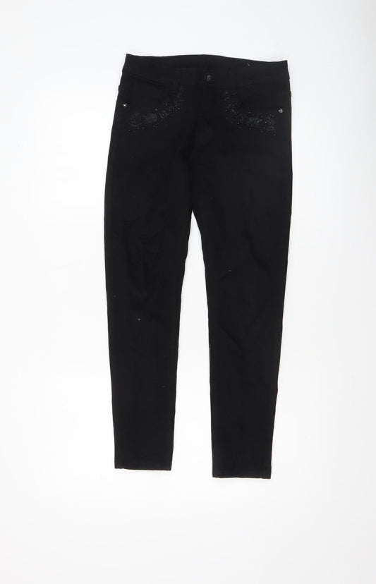 DANBIKE Womens Black Skinny Jeans Size 8 Slim Fit Stretch Denim