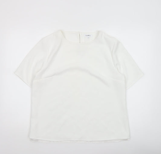 Lisa & Co. Womens White Short Sleeve Polyester Blouse Size 12