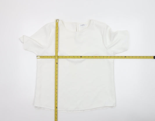 Lisa & Co. Womens White Short Sleeve Polyester Blouse Size 12
