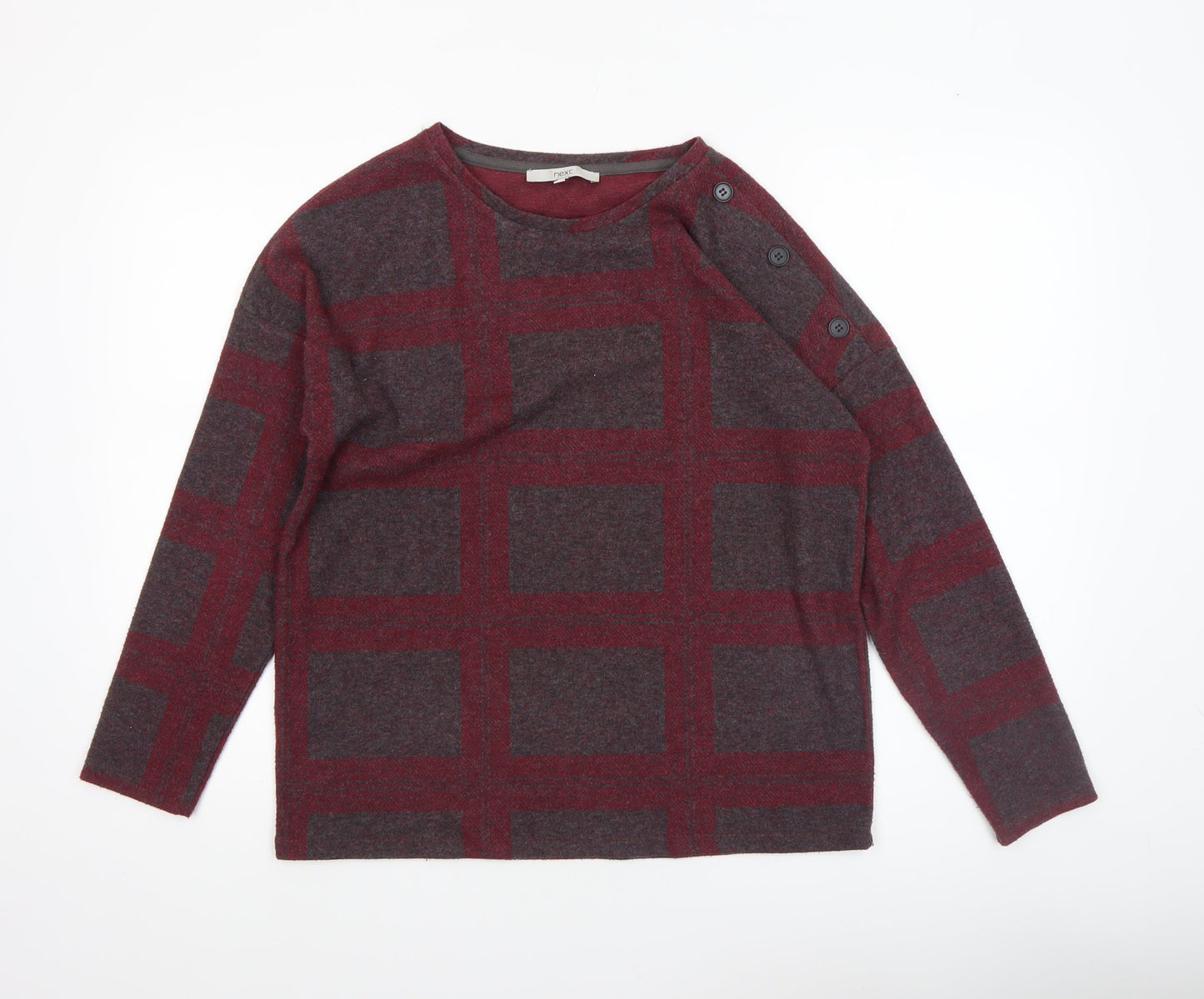 Next Women’s Red Check Long Sleeve Jersey Blouse Size 10