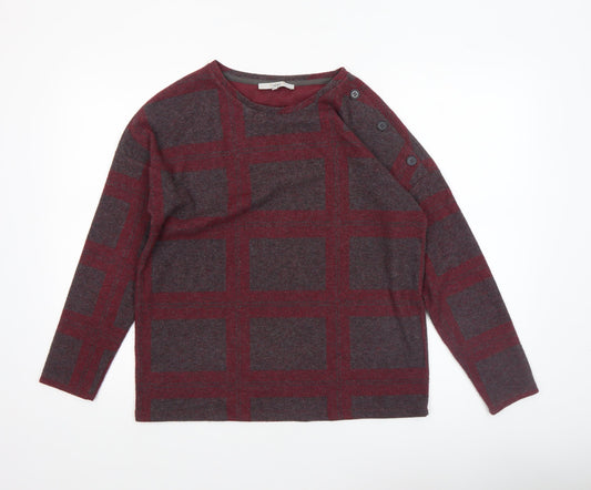 Next Women’s Red Check Long Sleeve Jersey Blouse Size 10