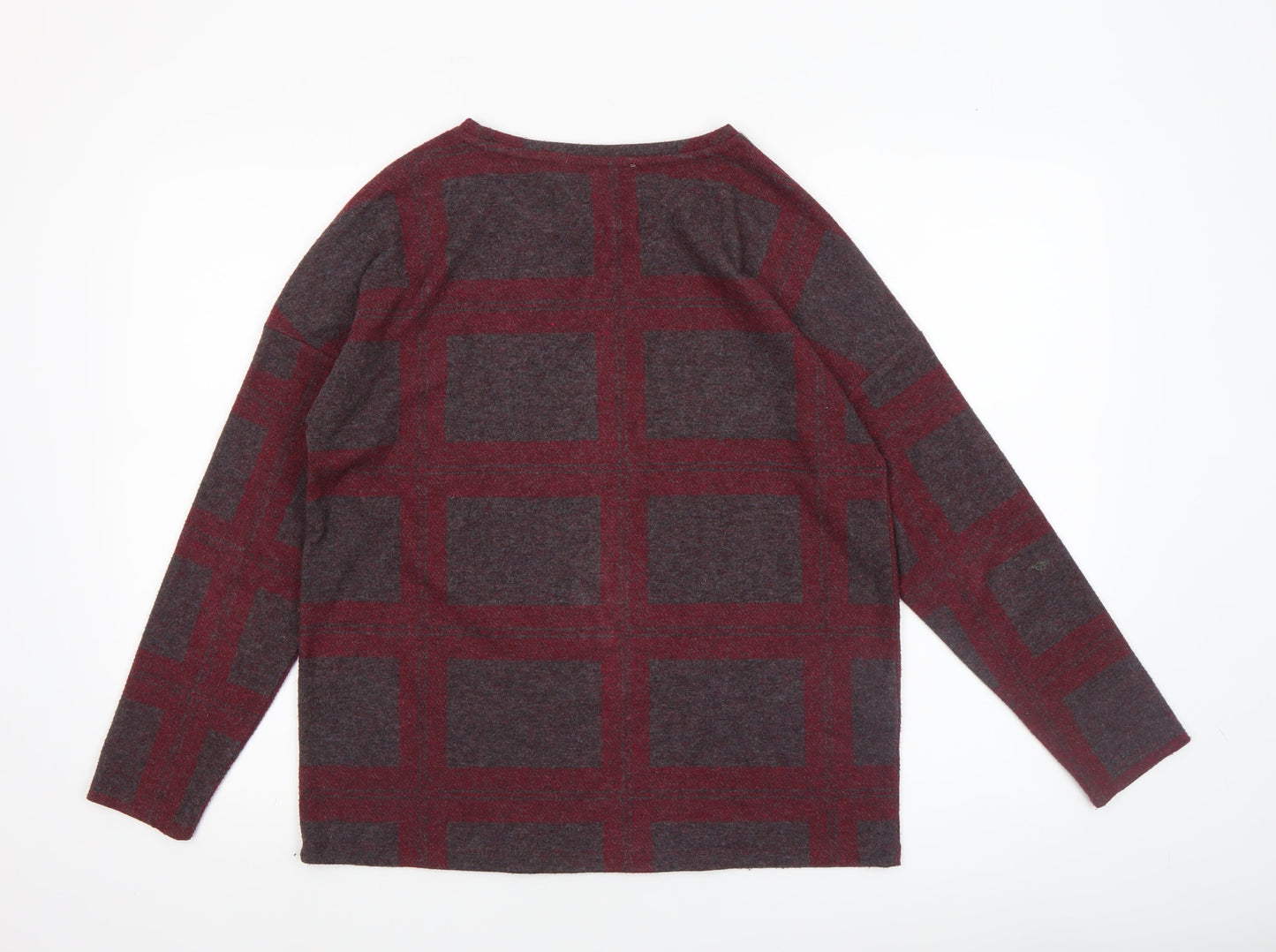 Next Women’s Red Check Long Sleeve Jersey Blouse Size 10