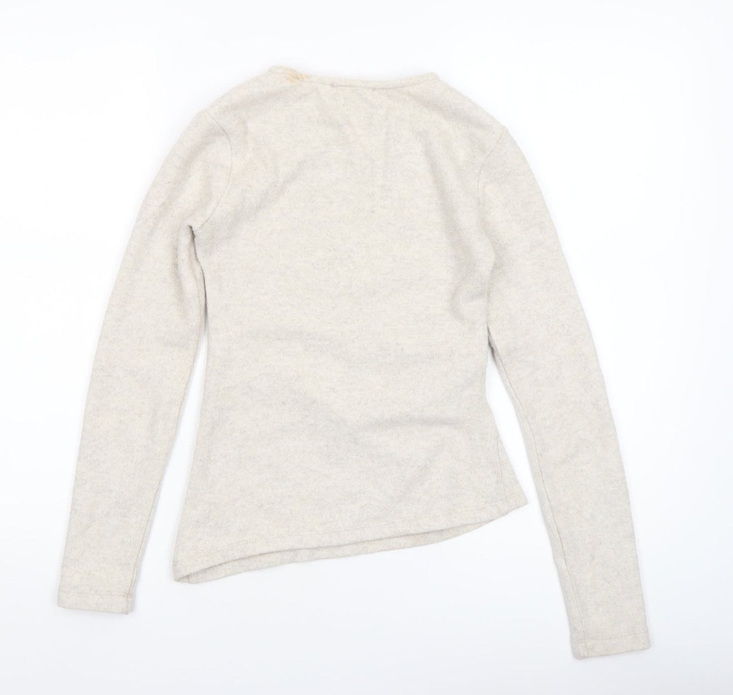 Pull&Bear Women’s Beige Long Sleeve Basic Jersey Top Size 8