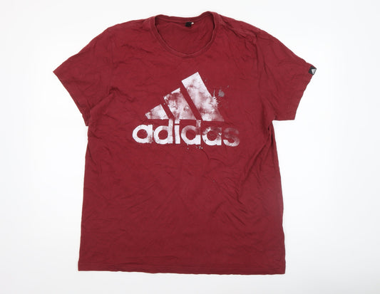 Adidas Men’s Red Cotton XL Logo Graphic T-Shirt
