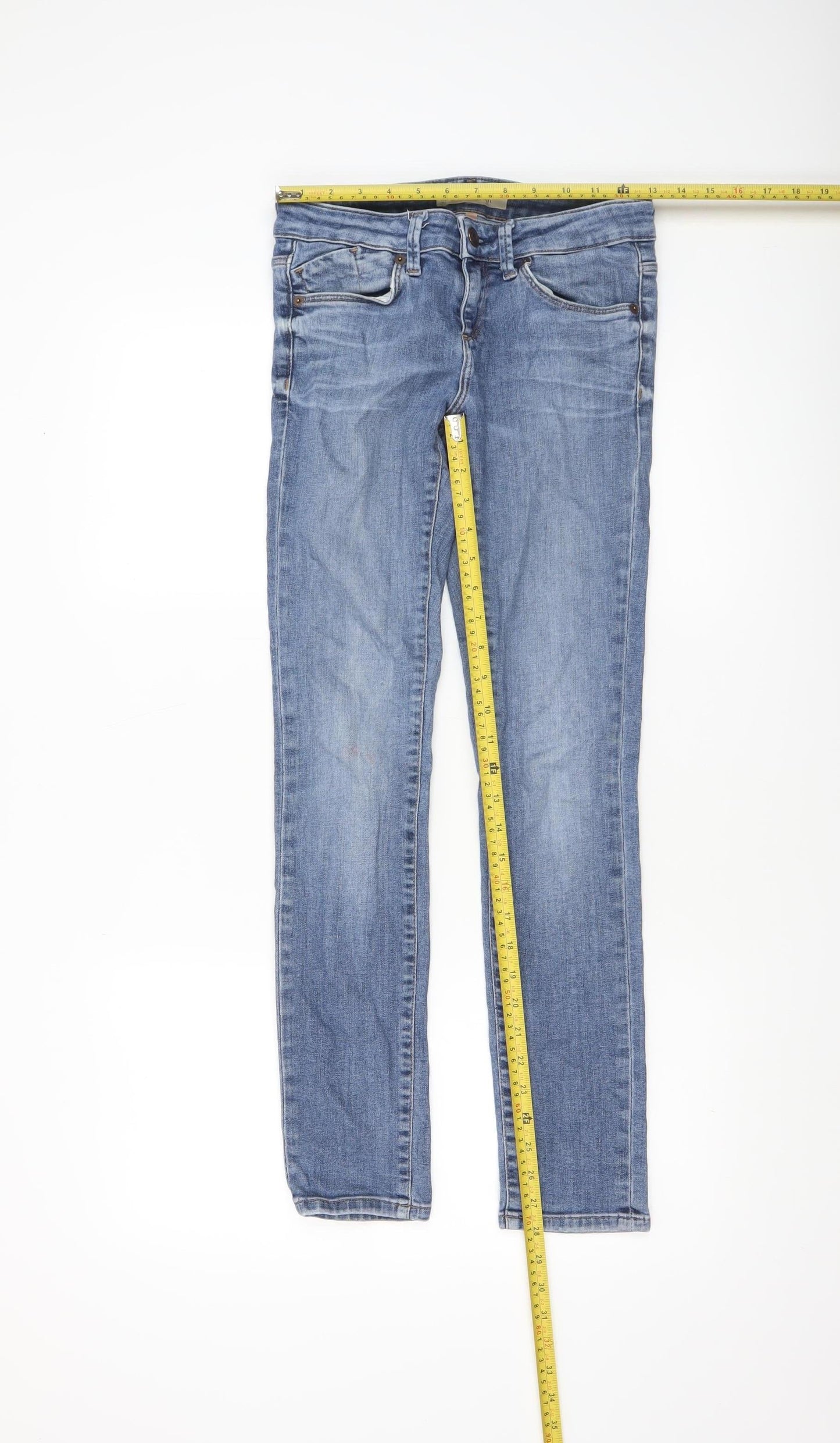 Topshop Women’s Blue Moto Skinny Jeans Size 8 W26 L30 Stretch Denim