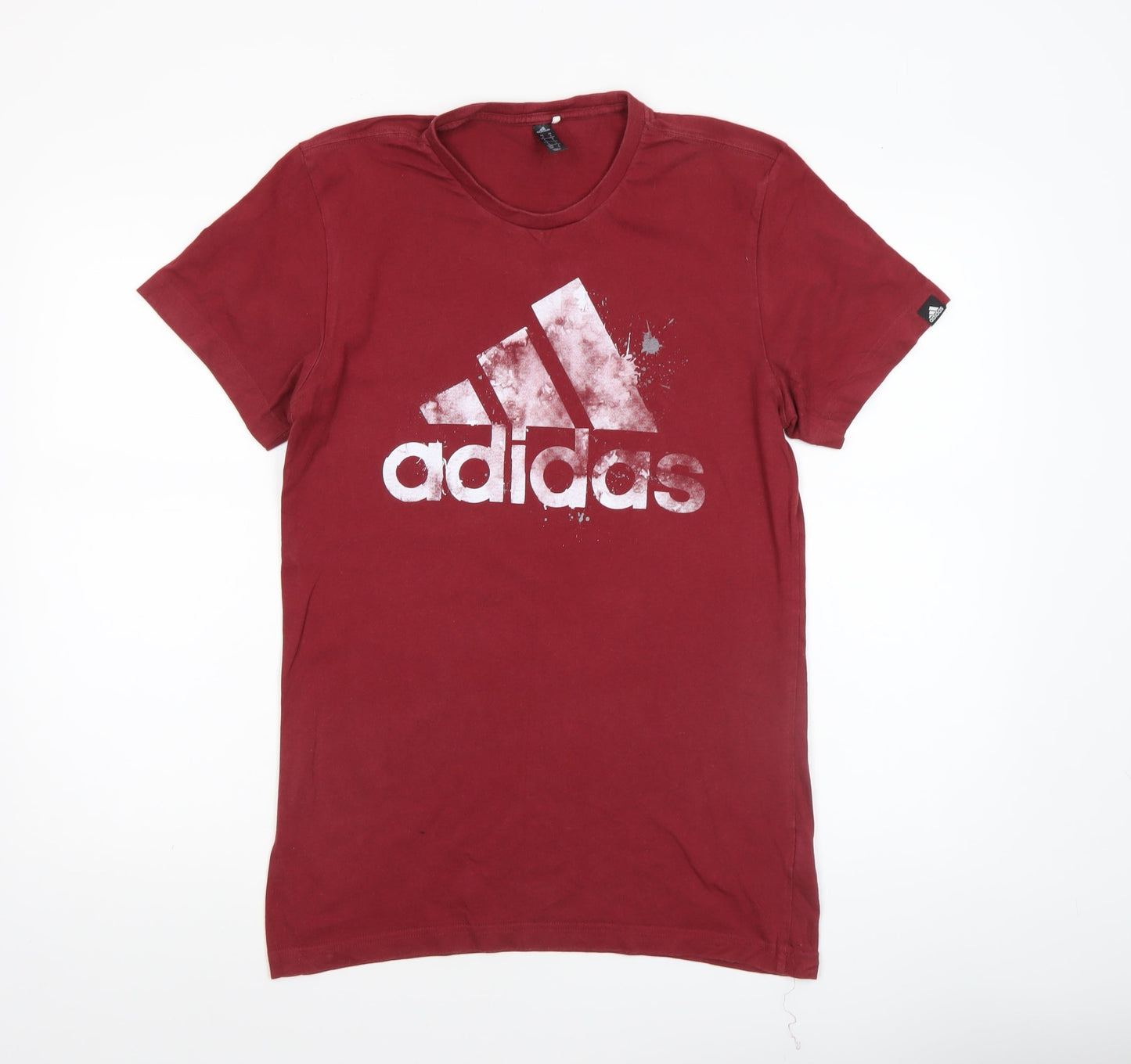Adidas Men Red Small Graphic Sports Logo Cotton T-Shirt