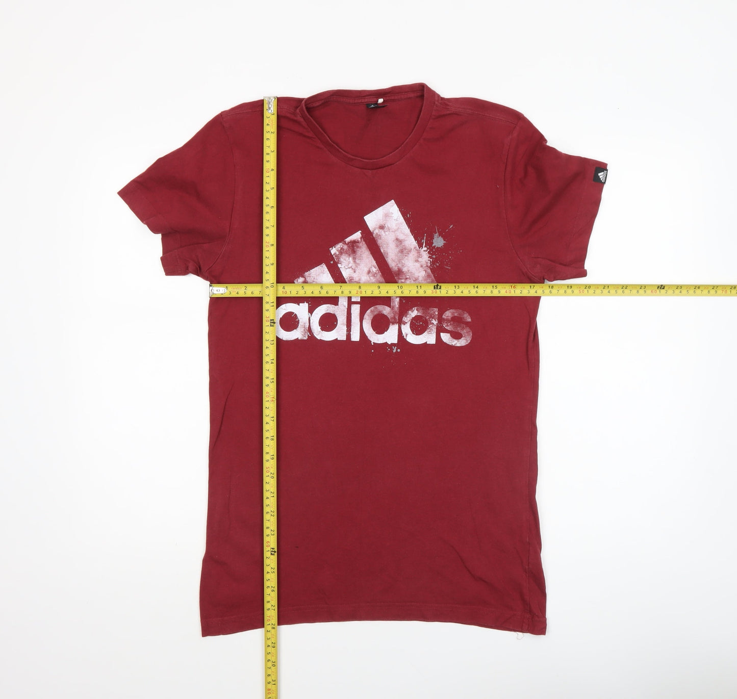 Adidas Men Red Small Graphic Sports Logo Cotton T-Shirt