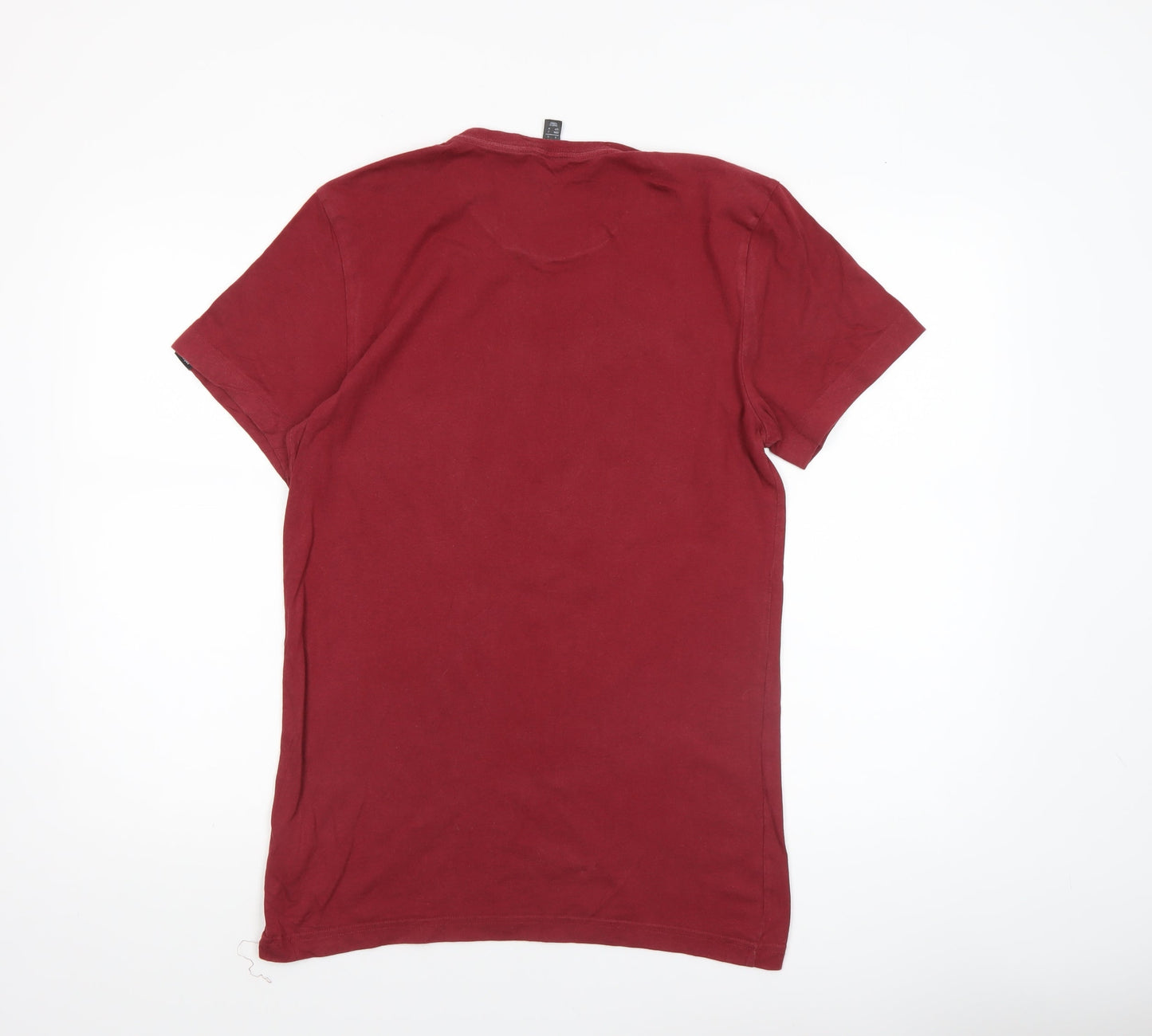 Adidas Men Red Small Graphic Sports Logo Cotton T-Shirt