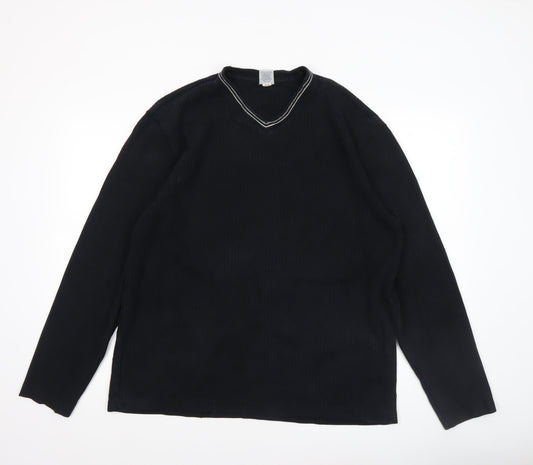 Old Navy Men’s Black Long Sleeve Cotton V-Neck Casual Top Size L