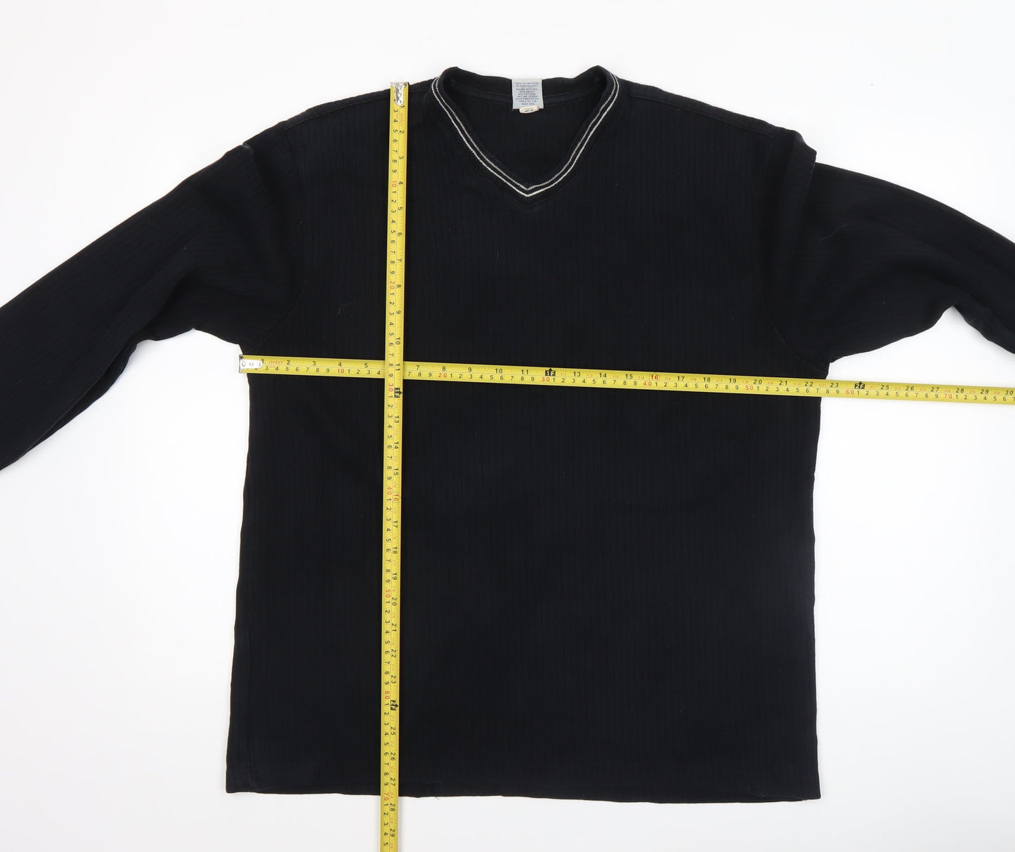 Old Navy Men’s Black Long Sleeve Cotton V-Neck Casual Top Size L