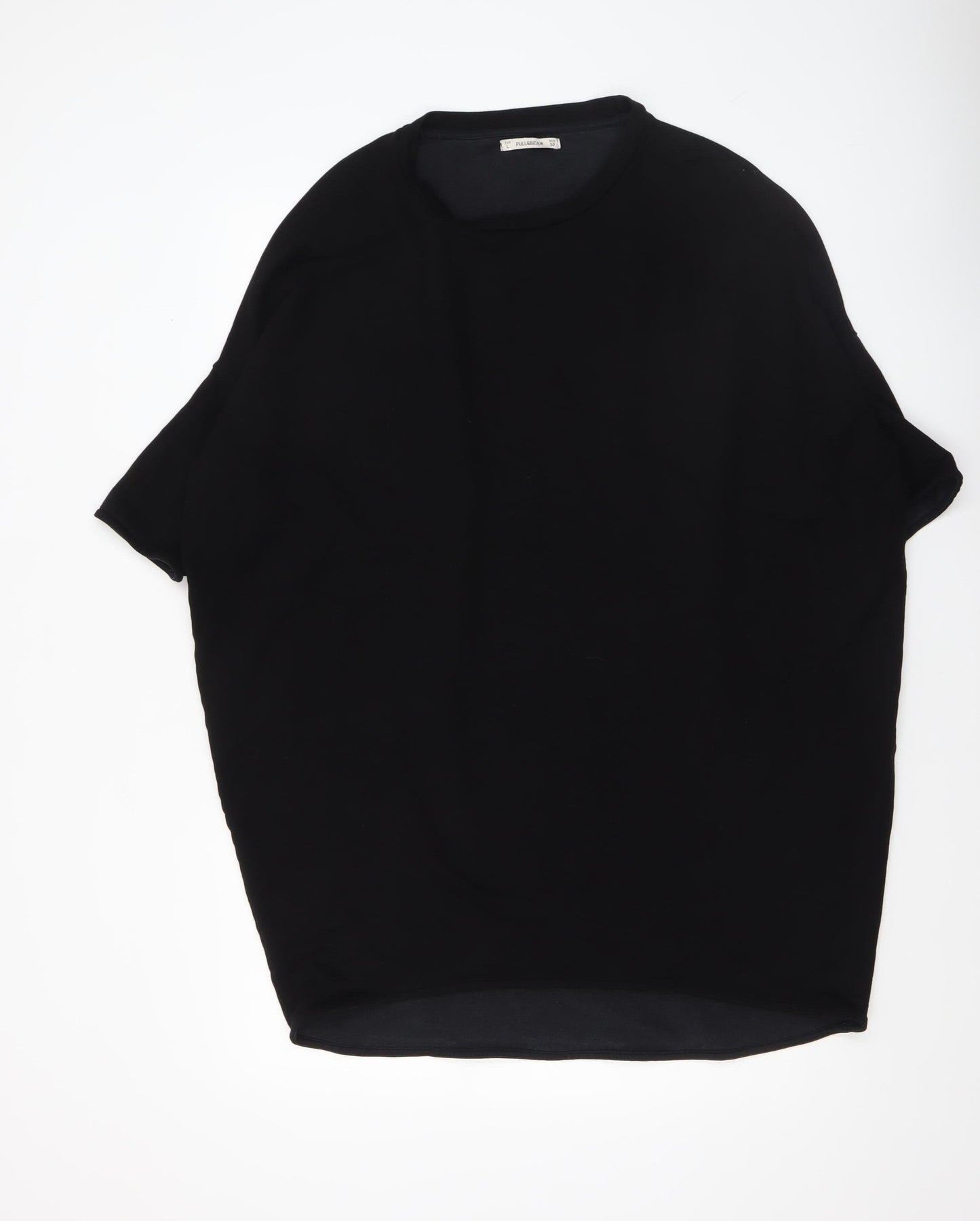Pull&Bear Womens Black Basic Short Sleeve Crew Neck T-Shirt Size 12