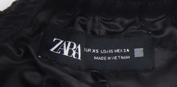 Zara Womens Black Linen Blend Relaxed Straight Trousers XS