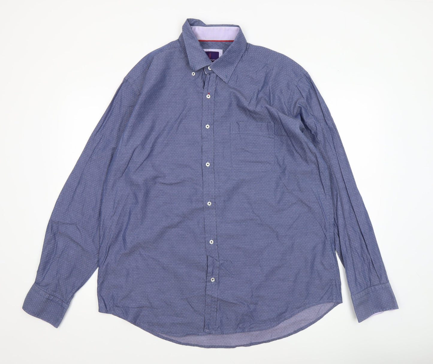 Dylan Thomas Men’s Blue Button-Down XL Long Sleeve Cotton Shirt