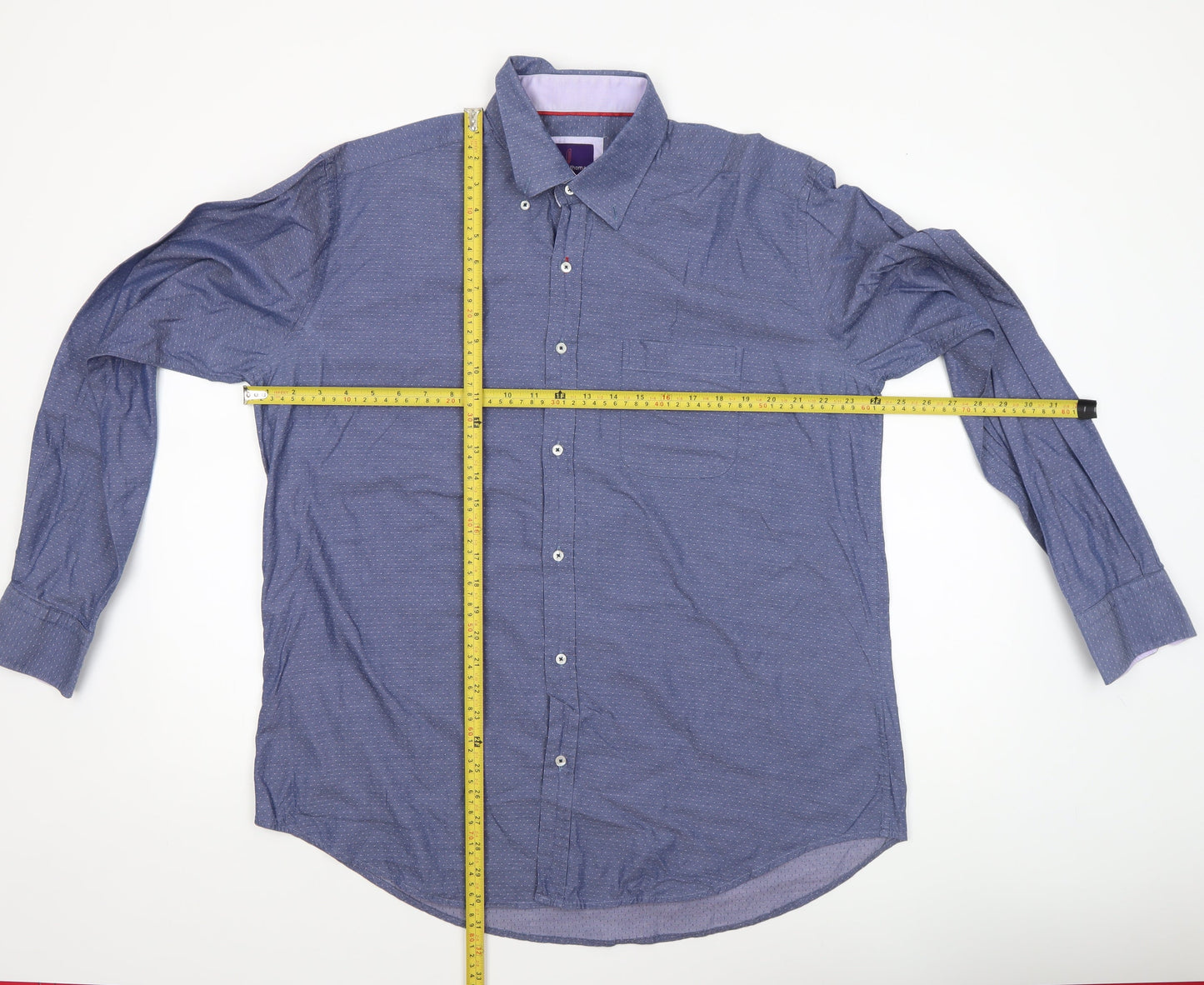 Dylan Thomas Men’s Blue Button-Down XL Long Sleeve Cotton Shirt