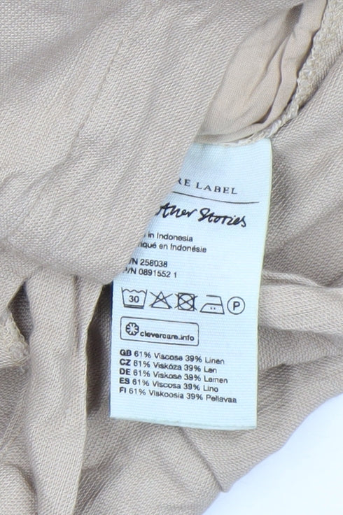 & Other Stories Beige Linen Blend Belted Short Sleeve Playsuit Size 10