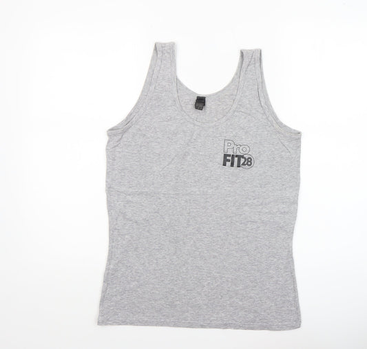 Anvil Women’s Grey Tank Top M Stretch Sleeveless Scoop Neck Sports Vest