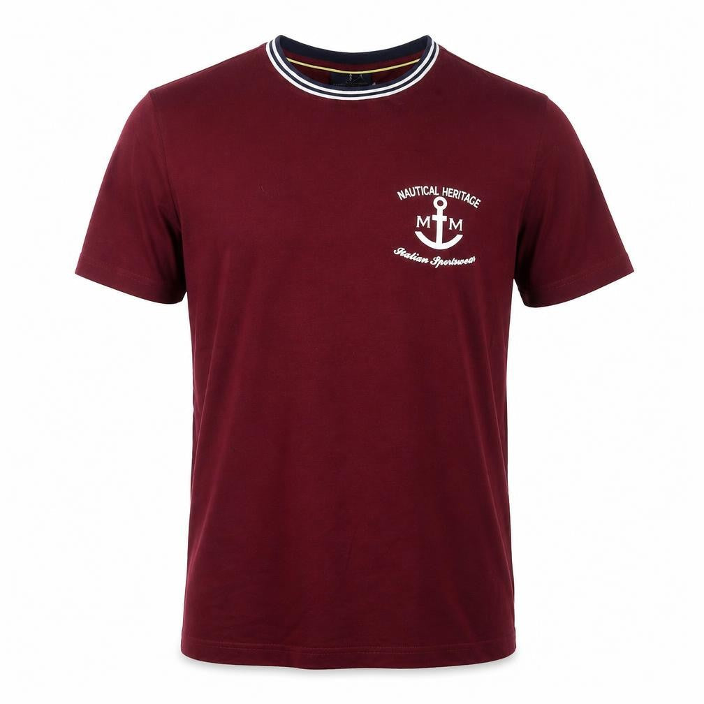 Marco Manzini Men's Red Nautical Heritage Crew Neck T-Shirt Size L