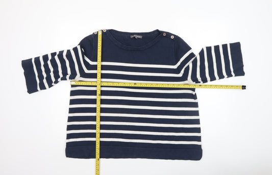 Laura Ashley Women’s Blue Striped 3/4 Sleeve Cotton Pullover Jumper UK 20