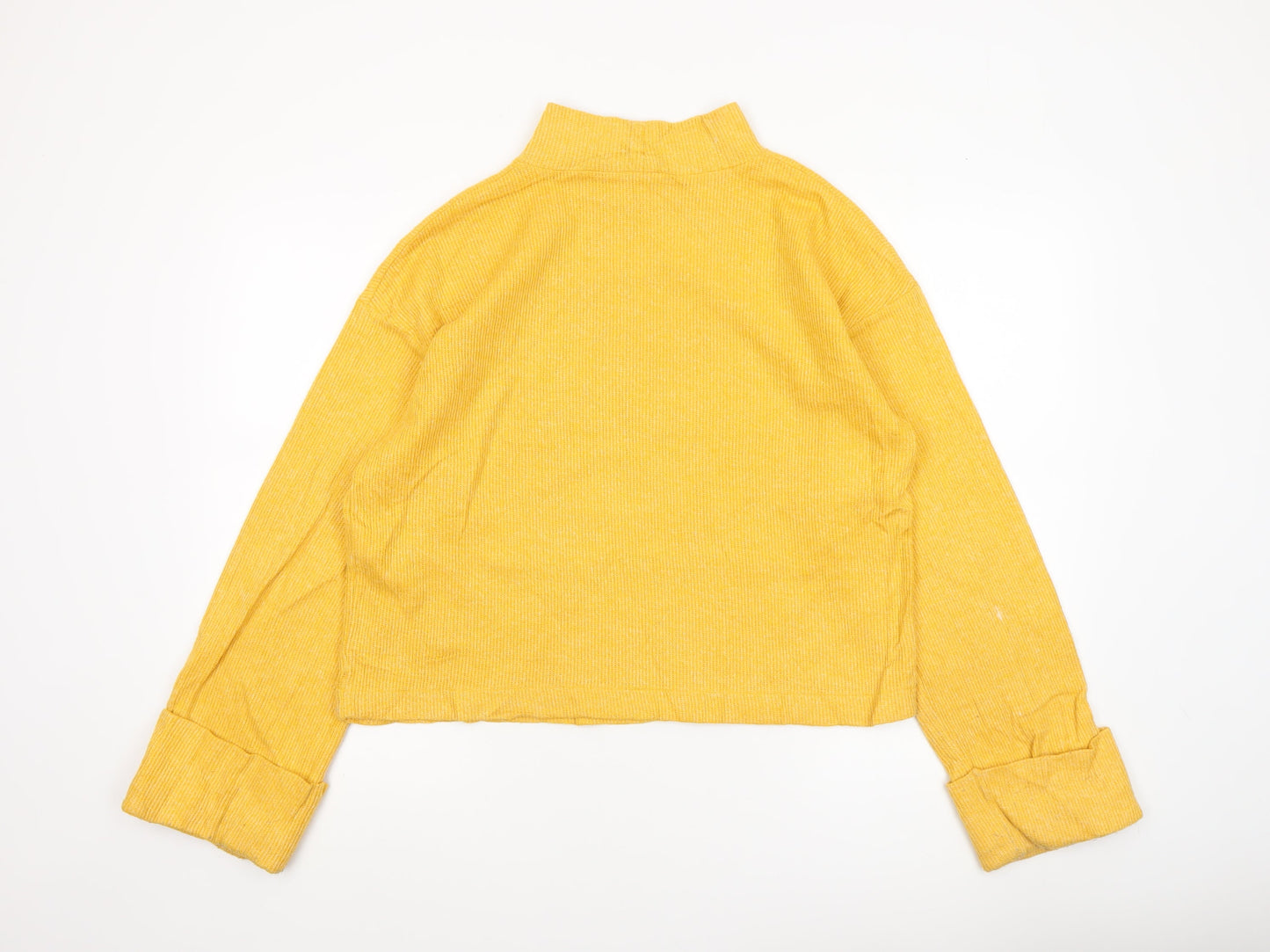Zara Women Yellow Cropped Mock Neck Knit Top Size 8