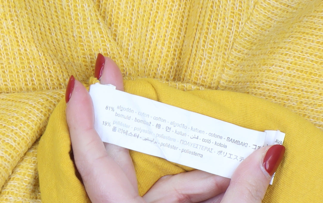 Zara Women Yellow Cropped Mock Neck Knit Top Size 8