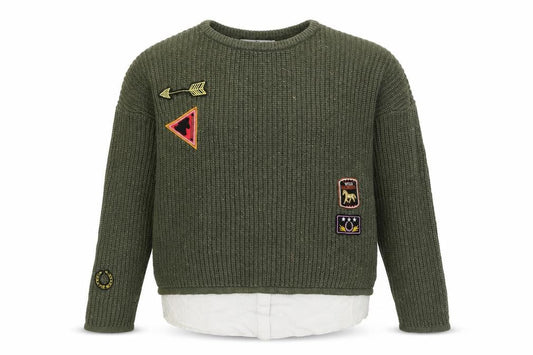 Marks and Spencer Girls Green Patch Knit Pullover Jumper 11-12 Years