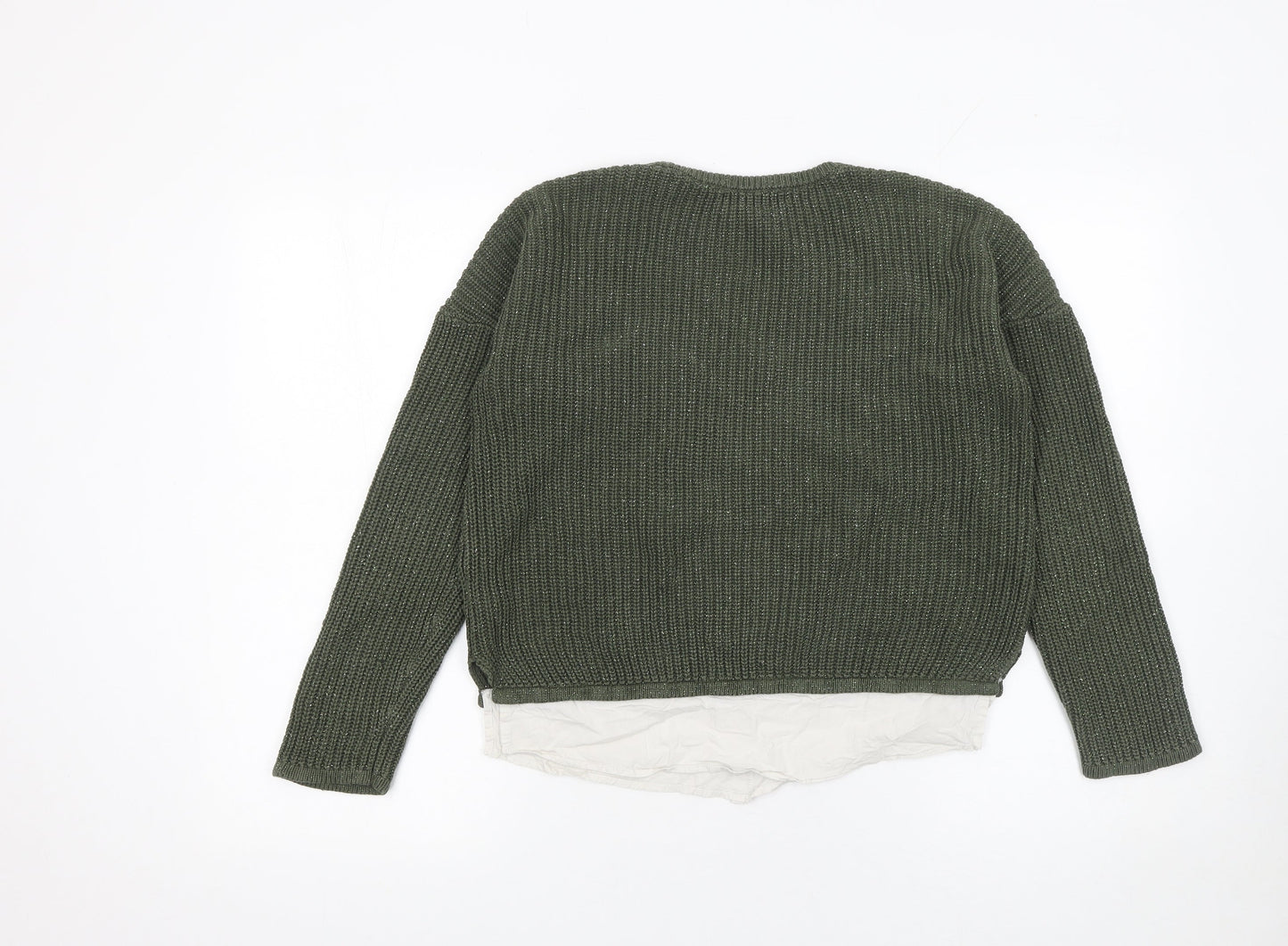 Marks and Spencer Girls Green Patch Knit Pullover Jumper 11-12 Years