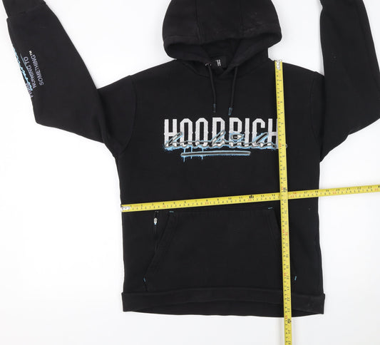 Hoodrich Men's Black Graphic Pullover Hoodie Size S Streetwear Style